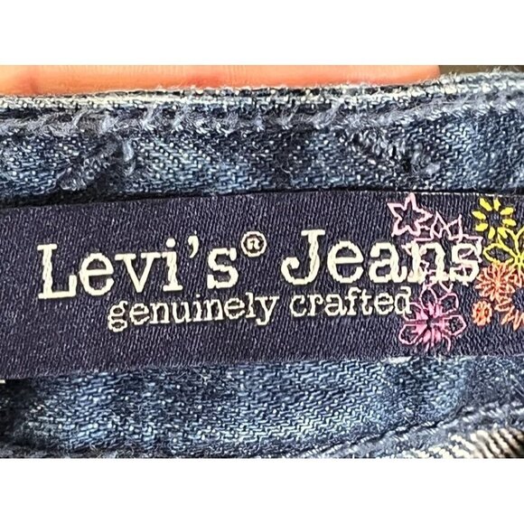 Levis Denim Jean Shorts L Blue Overalls Retro Concert Western Y2K Boho Classic - Picture 14 of 16